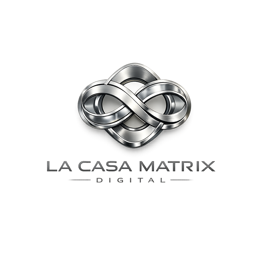 Logo oficial da La Casa Matrix Digital em chrome e metal polido