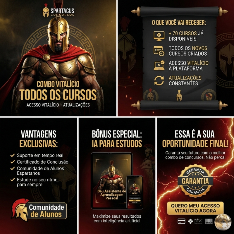 Combo Vitalício Todos os Cursos - Spartacus Concursos